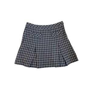 Y2K 100% Wool Brown & Pink Stitched Mini Skirt Pleated 4P